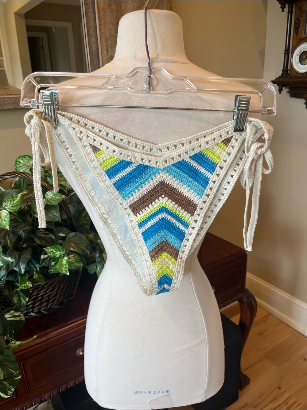 Aeri Crochet Blue Brown Yellow Bikini Bottom